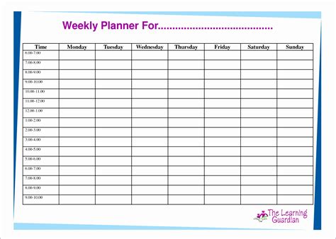 Microsoft Weekly Planner Template Printable Free Printable Worksheet