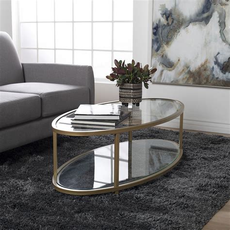Ratings, based on 7 reviews. Camber Modern Oval Coffee Table (48″ W) in Gold/Clear ...