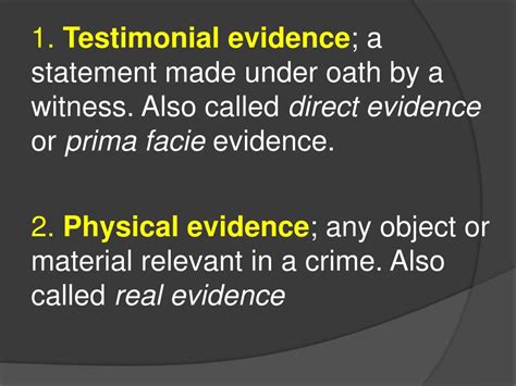Ppt Types Of Evidence Powerpoint Presentation Free Download Id1551278