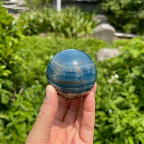 Genuine Blue Onyx Sphere Blue Lemurian Sphere Crystal Sphere Energy