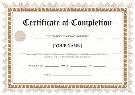 Bachelor Degree Completion Certificate Design Template In Psd Word