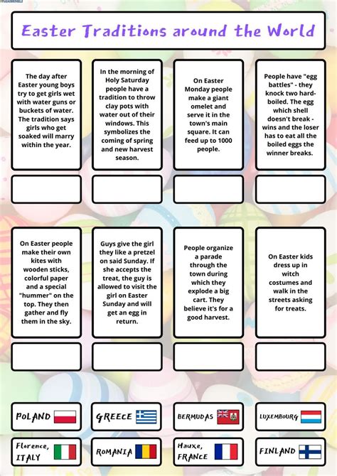 Easter Traditions Around The World Worksheet English Resources English Activities Easter