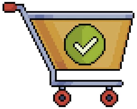 Premium Vector Pixel Art Shopping Cart With Checked Symbol Vector