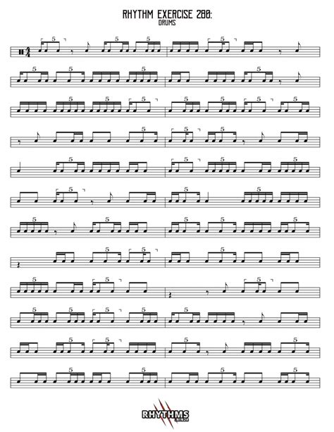 Drums 16th Note And Quintuplet Reading Exercise 280 Rhythms Ninja