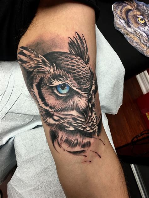 Owl Tattoo Owl Sketch Toronto Tattoo Owl Art Great Horned Owl Color Owl