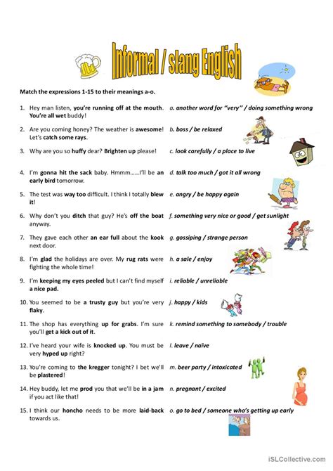 Slangs Discussion Starters Speakin English Esl Worksheets Pdf And Doc