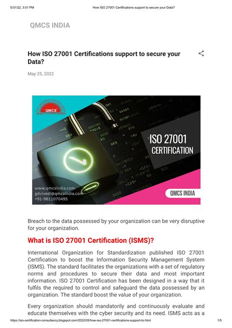 Ppt How Iso 27001 Certifications Support To Secure Your Data