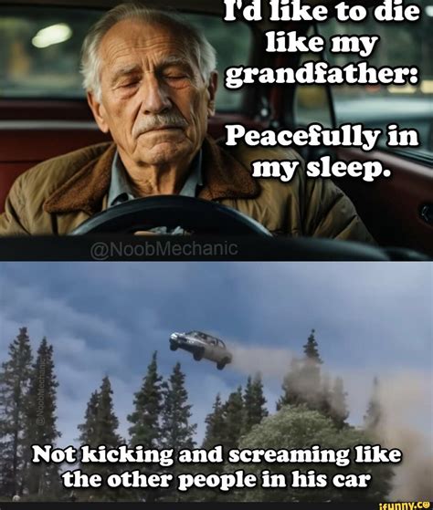 Id Like To Die Like My Grandfather Peacefully In My Sleep Not Kicking And Screaming Like The