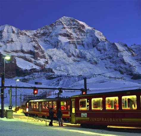 Jungfraubahn And Jungfrau Mountain Editorial Stock Photo Image Of