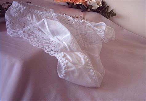 Silky White Delicate Vintage Sheer Nylon Panties Lace Knickers Sm