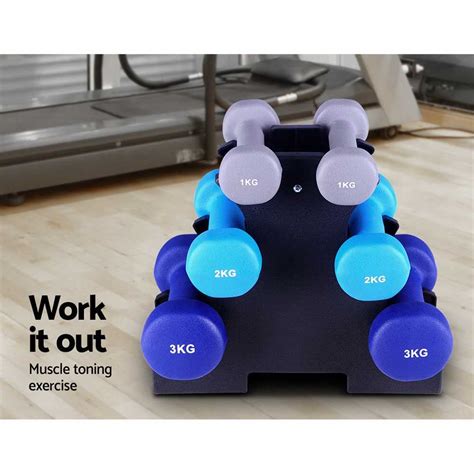 everfit 6 piece dumbbell weights set 12kg with stand quickshop