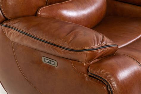 Stampede Chestnut Leather Power Loveseat By Simon Li Texas Furniture Hut