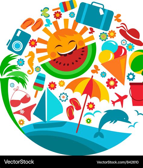 Summer Vacation Template Of Summer Icons Vector Image