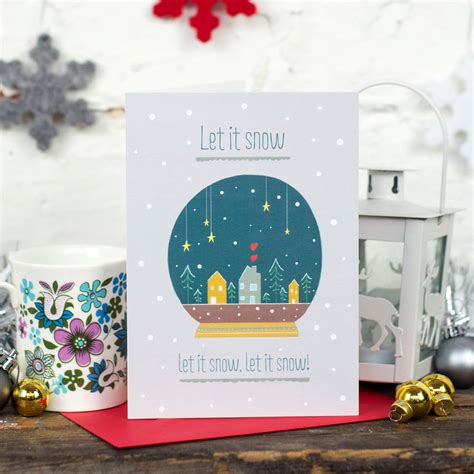 Let It Snow Snow Globe Christmas Card By Louise Wright