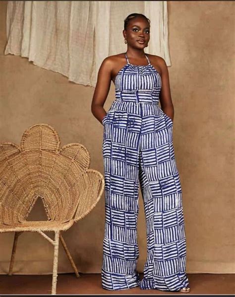 African Print Adire Jumpsuit With Pockets Etsy