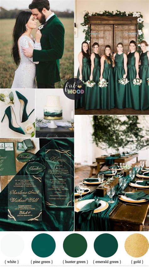 White And Green Emerald Wedding Colours For Winter Wedding | Green gold