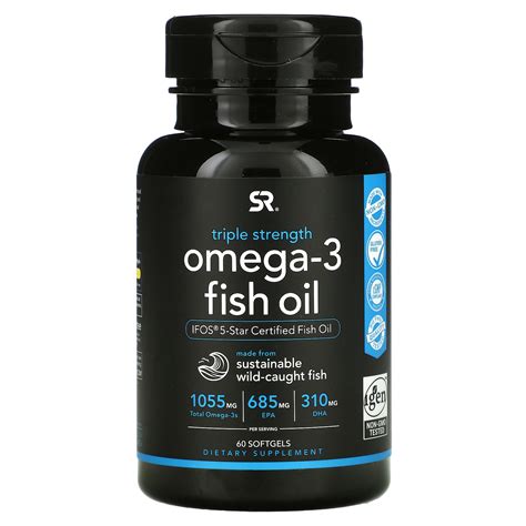 Sports Research Omega 3 Fish Oil Triple Strength 1250mg 60 Softgels