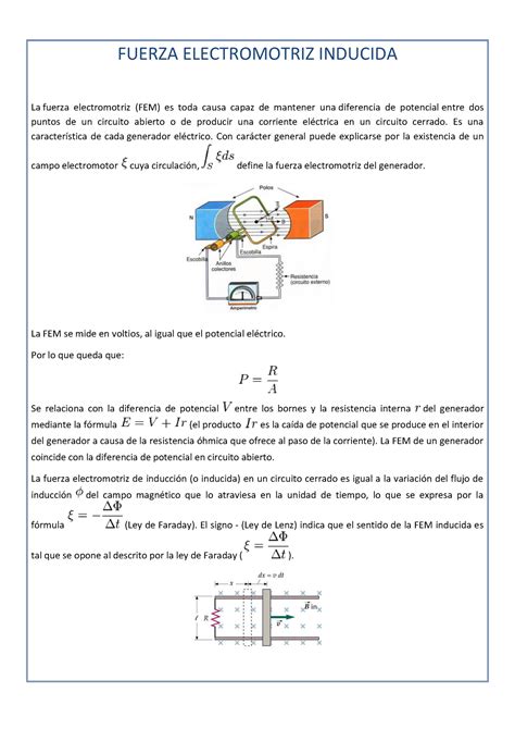 Resumen U4 Fuerza Electromotriz Inducida Fuerza Electromotriz