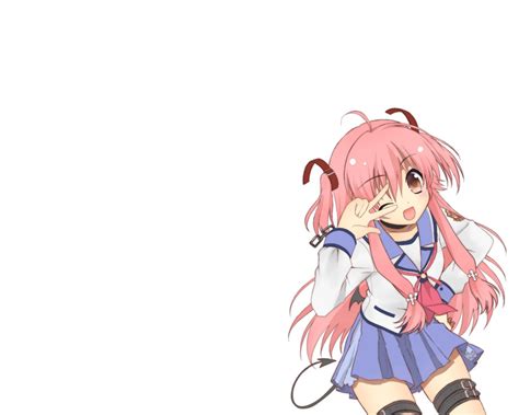 Angel Beats School Uniforms Pink Hair Anime Simple Background