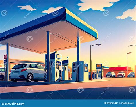 Filling Up At The Gas Station Generative Ai Stock Illustration Illustration Of Gasoline