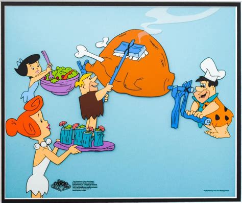 Fred And Wilma Flintstone Betty And Barney Rubble Sericel The Flintstones Bbq In Bedrock