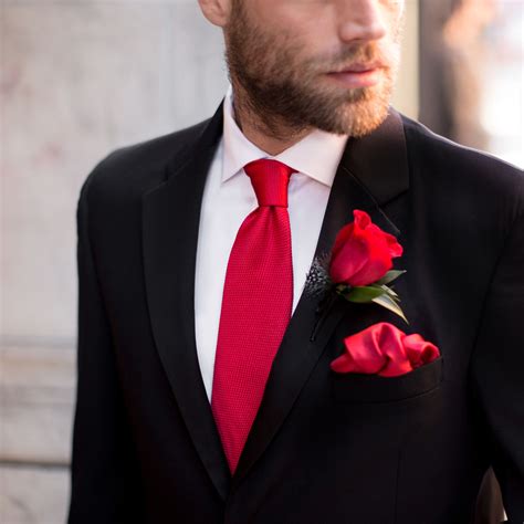 Black Suit Red Tie Wedding