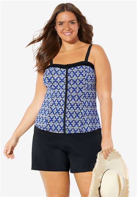 Zip Front Tankini Top By Fit 4 U King Size
