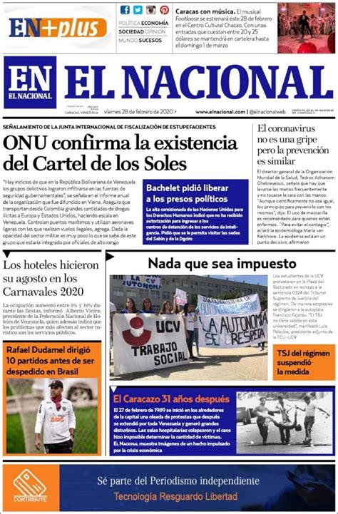 2020 02 28 Periódico El Nacional Venezuela Periódicos De Venezuela Toda La Prensa De Hoy