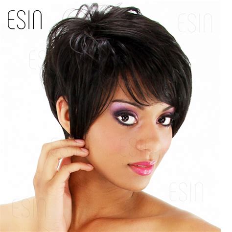 Esin Natural Black Color 70 Natural Hair Pixie Cut Short Wigs For