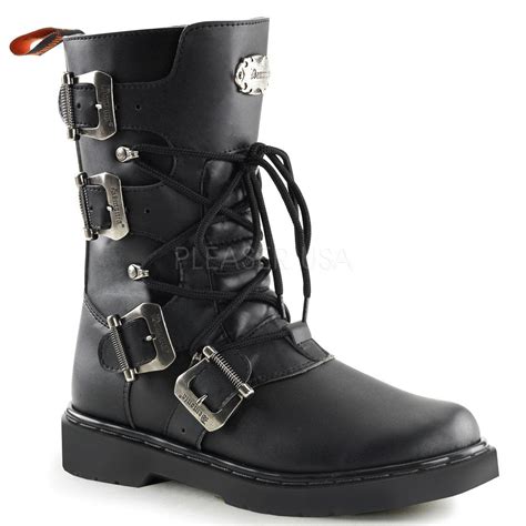 demonia defiant 306 black vegan leather unibat boots combat boots leather boots
