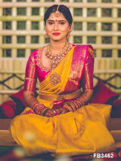 Conformable Yellow Colored Wedding Silk Saree Fb3462 Wedding Saree Blouse Designs Pattu