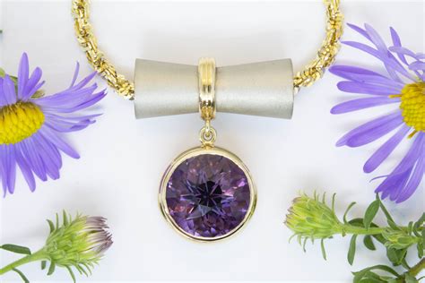 Sold by the pennyweight (dwt.), minimum purchase is 0.2 dwt. Hunt Country Jewelers Amethyst Pendant in 18K Yellow and ...