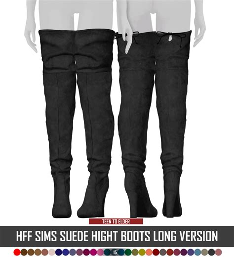 Hff Sims Suede Hight Boots Redheadsims Cc
