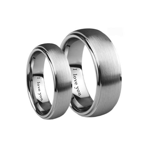 His Hers Brushed Tungsten Carbide Couples Matching Wedding Ring Set
