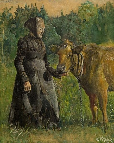 Christian Krohg 1852 1925 Woman And Cow Scandinavian Art Painter