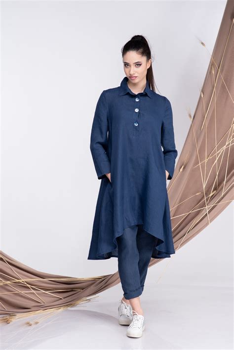 Measure from where the shoulder seam meets the collar to the hem. Linen Set - Maxi Tunic And Pants - ALLSEAMS