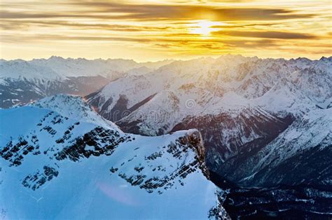 Sunset Over Snowy Mountains Stock Photo Image Of Austria Mountain