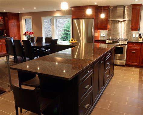 Black and gray granite countertops will create a dramatic look that is well suited for contemporary style kitchens. Dakota Mahogany Granite | Houzz
