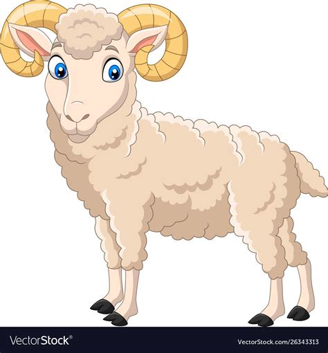 Illustration Of Cartoon Funny Goat Isolated On White Background