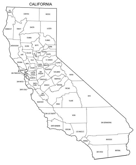 California County Map Printable State Map With County Lines Diy