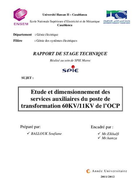 Exemple De Rapport De Stage Dans Un Bureau Détude