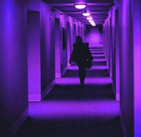 Purple Neon Hotel Hallway Eerie Night Time Futuristic Aesthetic Haruki