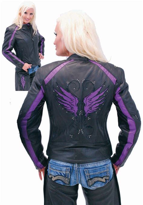 Purple Wings Leather Motorcycle Jacket For Women L5208pur Motorcycle Jacket Women Motorcycle