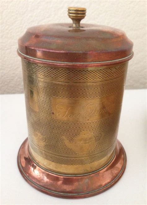 Old Copper And Brass Vintage Tea Caddy Chinoiserie Style Etsy Uk