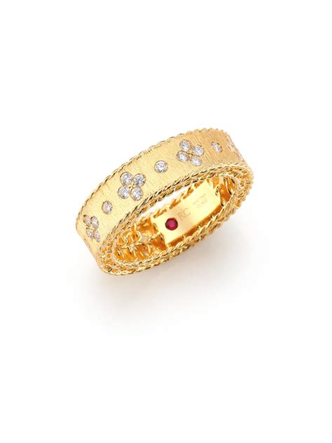 Roberto Coin Princess Diamond K Yellow Gold Band Ring In Metallic