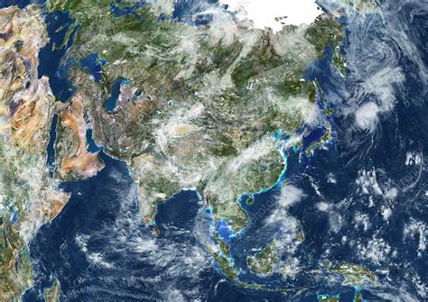 Asia With Clouds Satellite Image Stock Image C0032226 Science