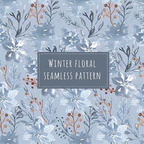 Seamless Pattern Of Winter Floral Watercolor Template For Free Download