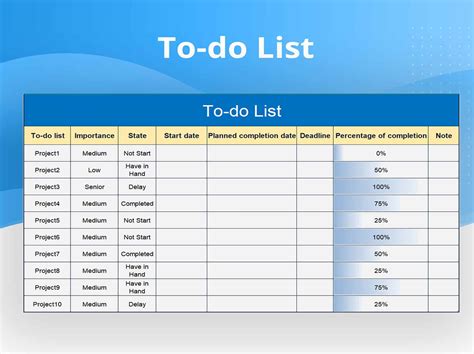 To Do List Excel Template
