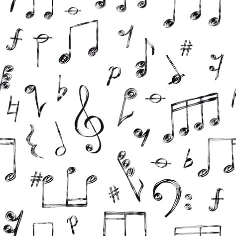 Doodle Musique Notes Signes Et Clefs Mélodie Modèle Sans Couture