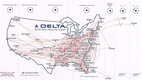 Delta Air Lines July 1 1983 Route Map
